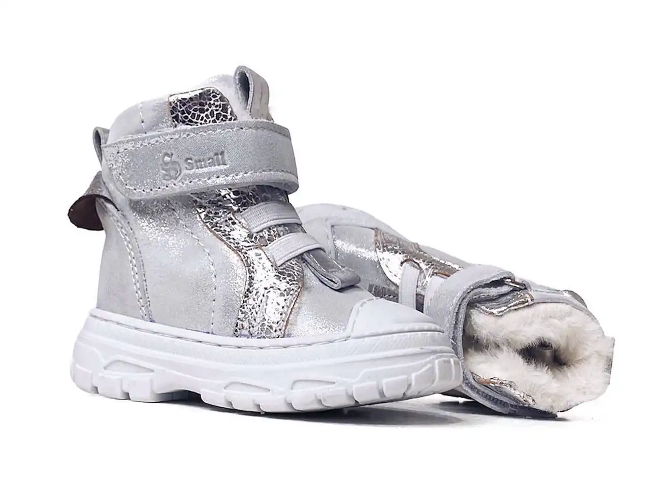 Cipele sa krznom za devojčice, srebrne, slika 1